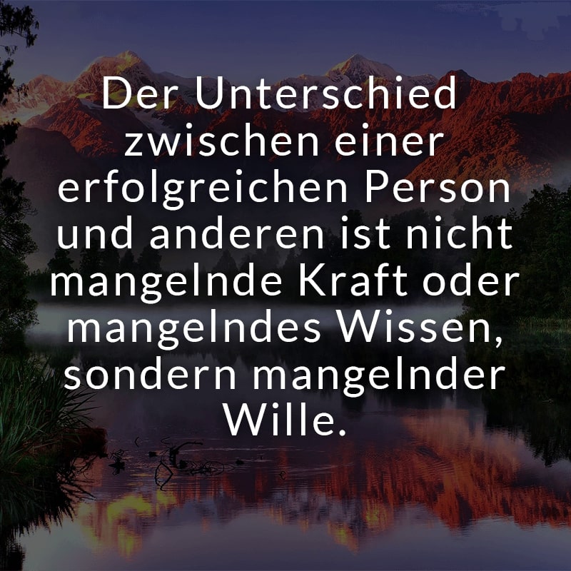 Der Unterschied zwischen einer erfolgreichen Person und anderen ist nicht mangelnde Kraft oder mangelndes Wissen, sondern mangelnder Wille.