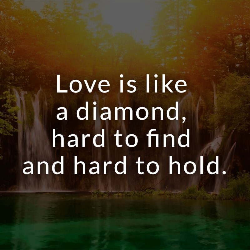 Love is like a diamond, hard to find and hard to hold.