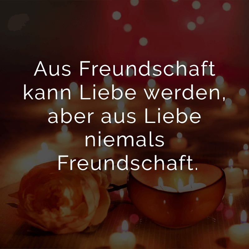 Aus Freundschaft kann Liebe werden, aber aus Liebe niemals Freundschaft.