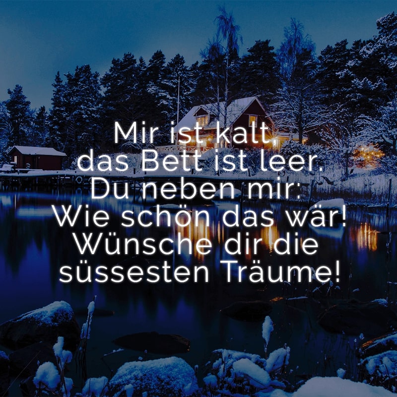 Mir ist kalt, das Bett ist leer.
Du neben mir: Wie schön das wär!
Wünsche dir die süssesten Träume!