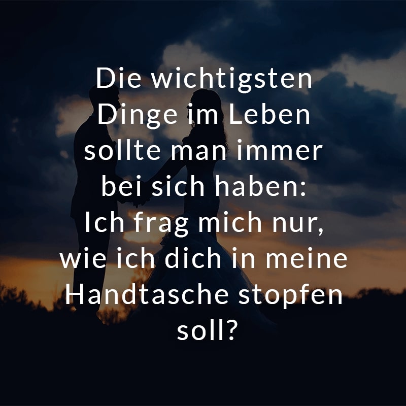 Die wichtigsten Dinge im Leben sollte man immer bei sich haben: Ich frag mich nur, wie ich dich in meine Handtasche stopfen soll?