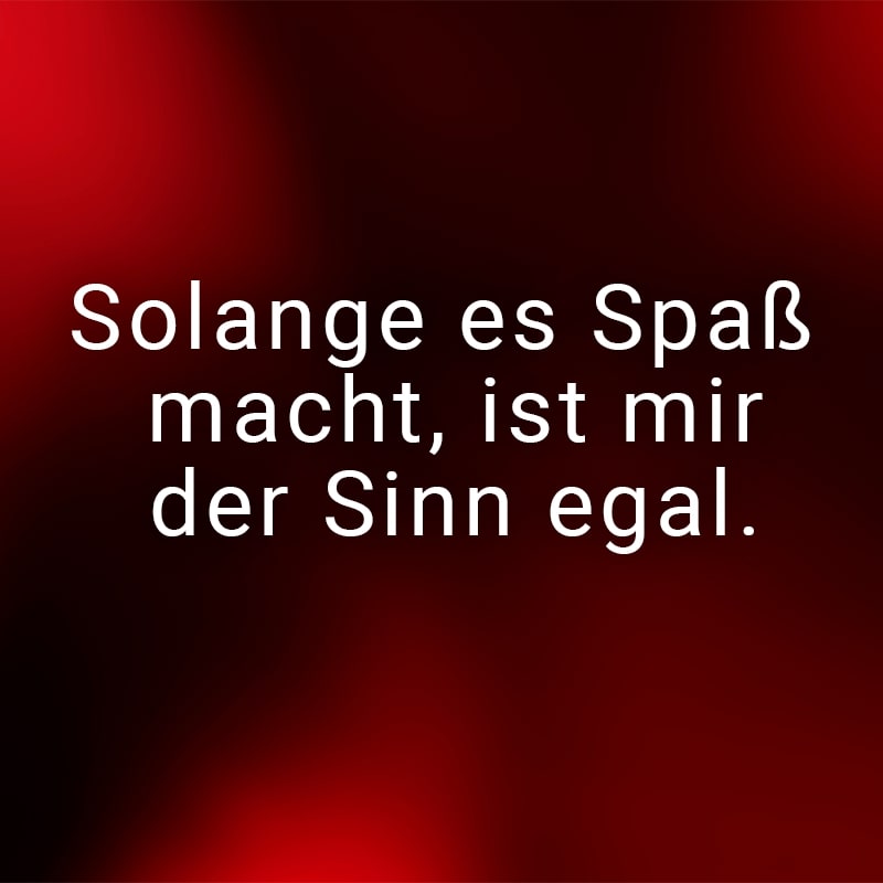 Solange es Spaß macht, ist mir der Sinn egal.