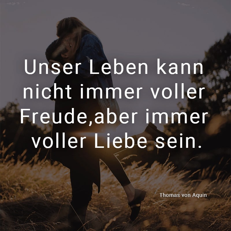 Unser Leben kann nicht immer voller Freude, aber immer voller Liebe sein.
(Thomas von Aquin)