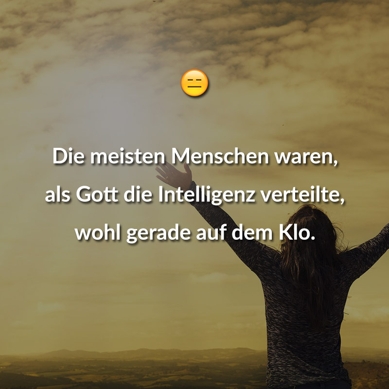 Die meisten Menschen waren, als Gott die Intelligenz verteilte, wohl gerade auf dem Klo.