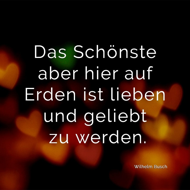 Das Schönste aber hier auf Erden ist lieben und geliebt zu werden.
(Wilhelm Busch)