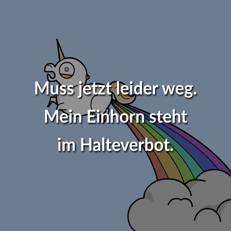 Muss jetzt leider weg. Mein Einhorn steht im Halteverbot.