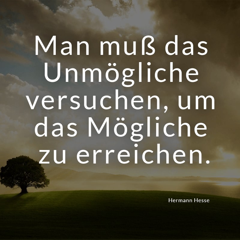 Man muß das Unmögliche versuchen, um das Mögliche zu erreichen.
(Hermann Hesse)