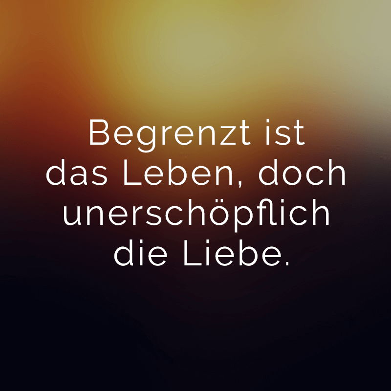 ᐅ Begrenzt ist das Leben, doch unerschöpflich die Liebe.