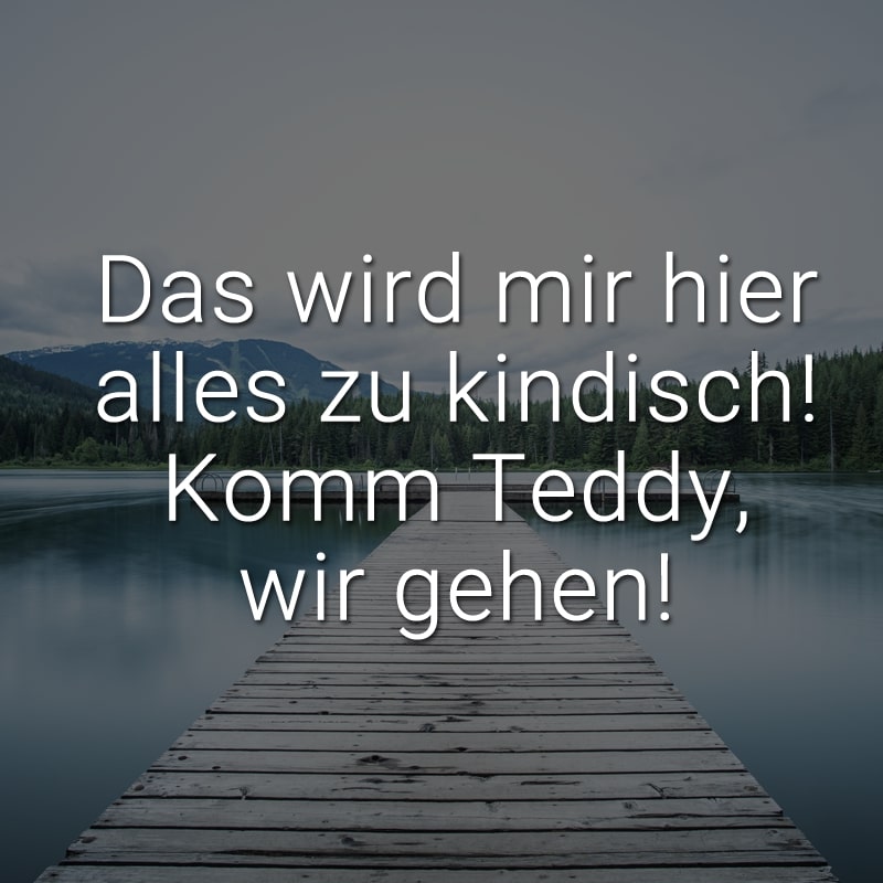 Das wird mir hier alles zu kindisch! Komm Teddy, wir gehen!