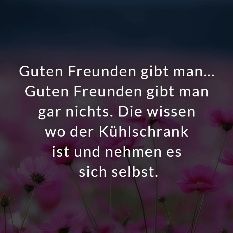 Guten Freunden gibt man… Guten Freunden gibt man gar nichts. Die wissen wo der Kühlschrank ist und nehmen es sich selbst.