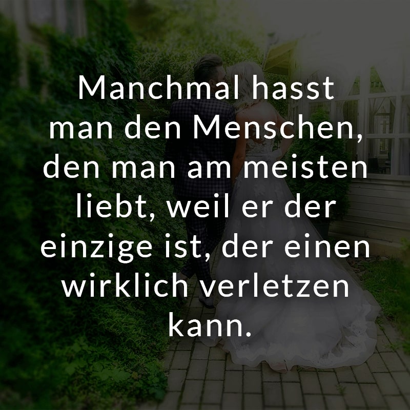 Manchmal hasst man den Menschen, den man am meisten liebt, weil er der einzige ist, der einen wirklich verletzen kann.