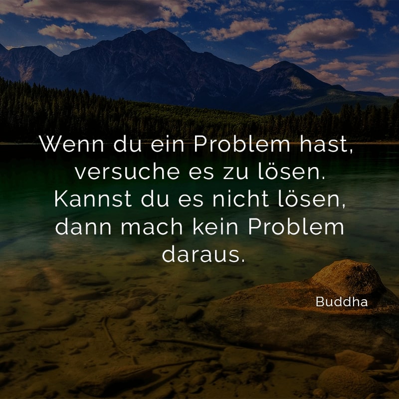 Wenn du ein Problem hast, versuche es zu lösen. Kannst du es nicht lösen, dann mach kein Problem daraus.
(Buddha)