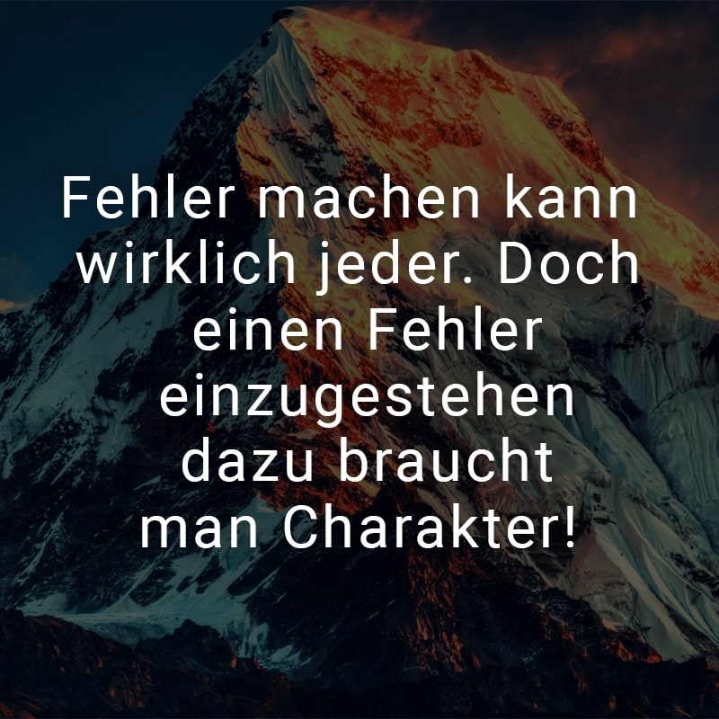 Fehler machen kann wirklich jeder. Doch einen Fehler einzugestehen dazu braucht man Charakter!