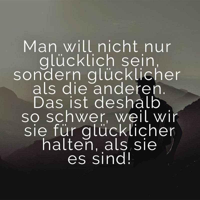 Man will nicht nur glücklich sein, sondern glücklicher als die anderen. Das ist deshalb so schwer, weil wir sie für glücklicher halten, als sie es sind!