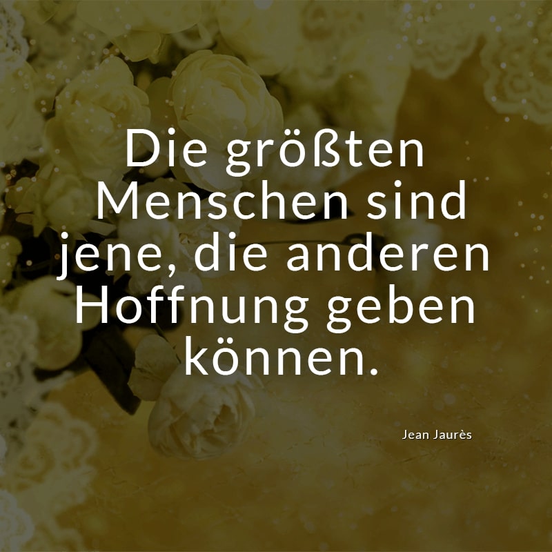 Die größten Menschen sind jene, die anderen Hoffnung geben können.
(Jean Jaurès)