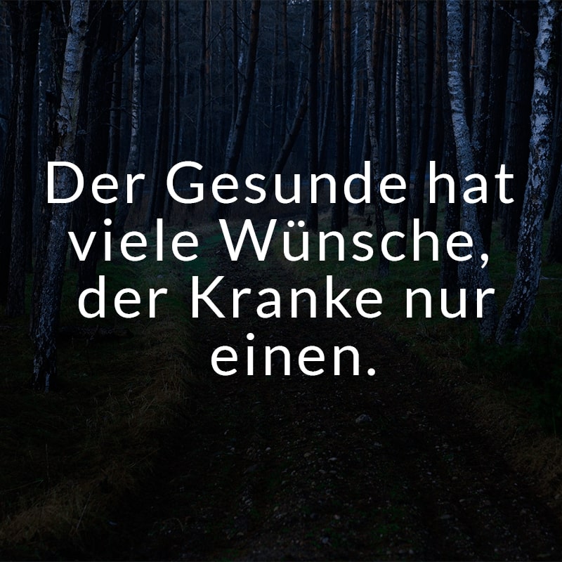 Der Gesunde hat viele Wünsche, der Kranke nur einen.