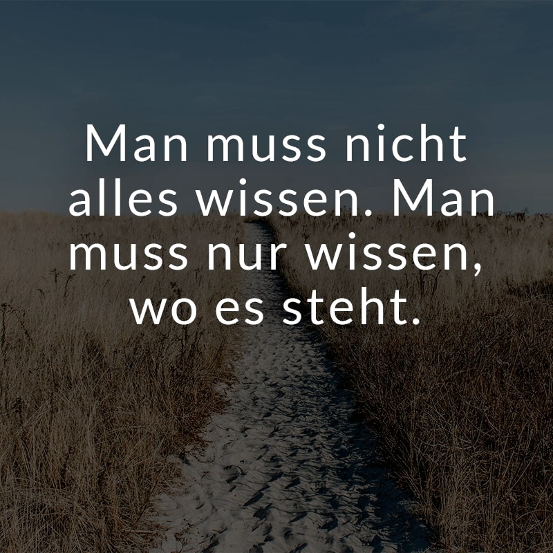 Man muss nicht alles wissen. Man muss nur wissen, wo es steht.