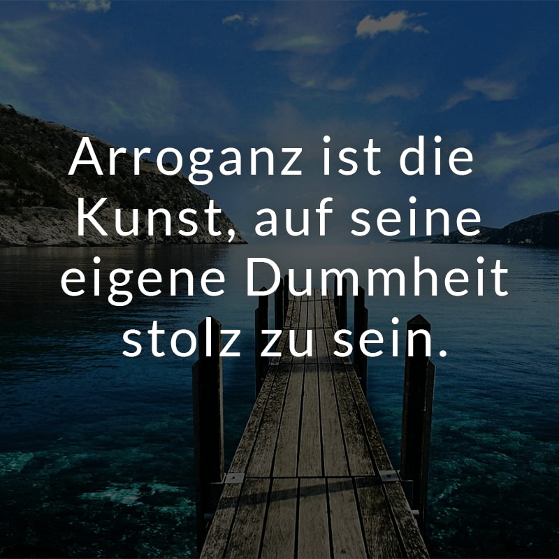 Arroganz ist die Kunst, auf seine eigene Dummheit stolz zu sein.