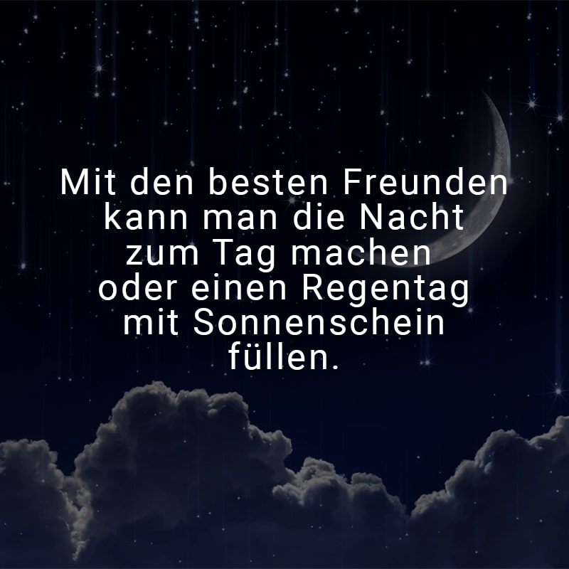 Mit den besten Freunden kann man die Nacht zum Tag machen oder einen Regentag mit Sonnenschein füllen.