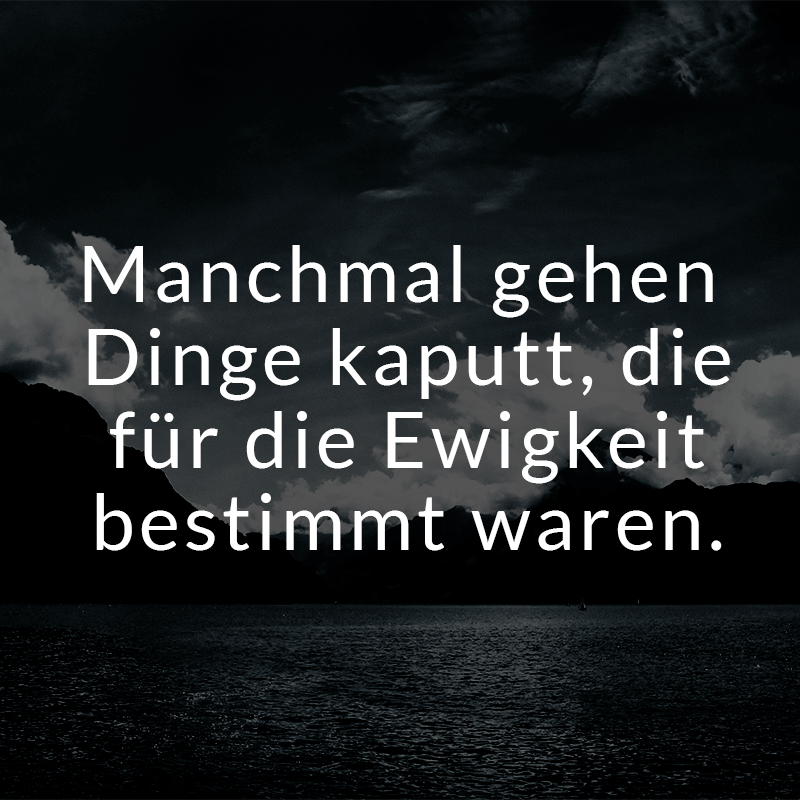 ᐅ Manchmal gehen Dinge kaputt, die für die Ewigkeit bestimmt waren.